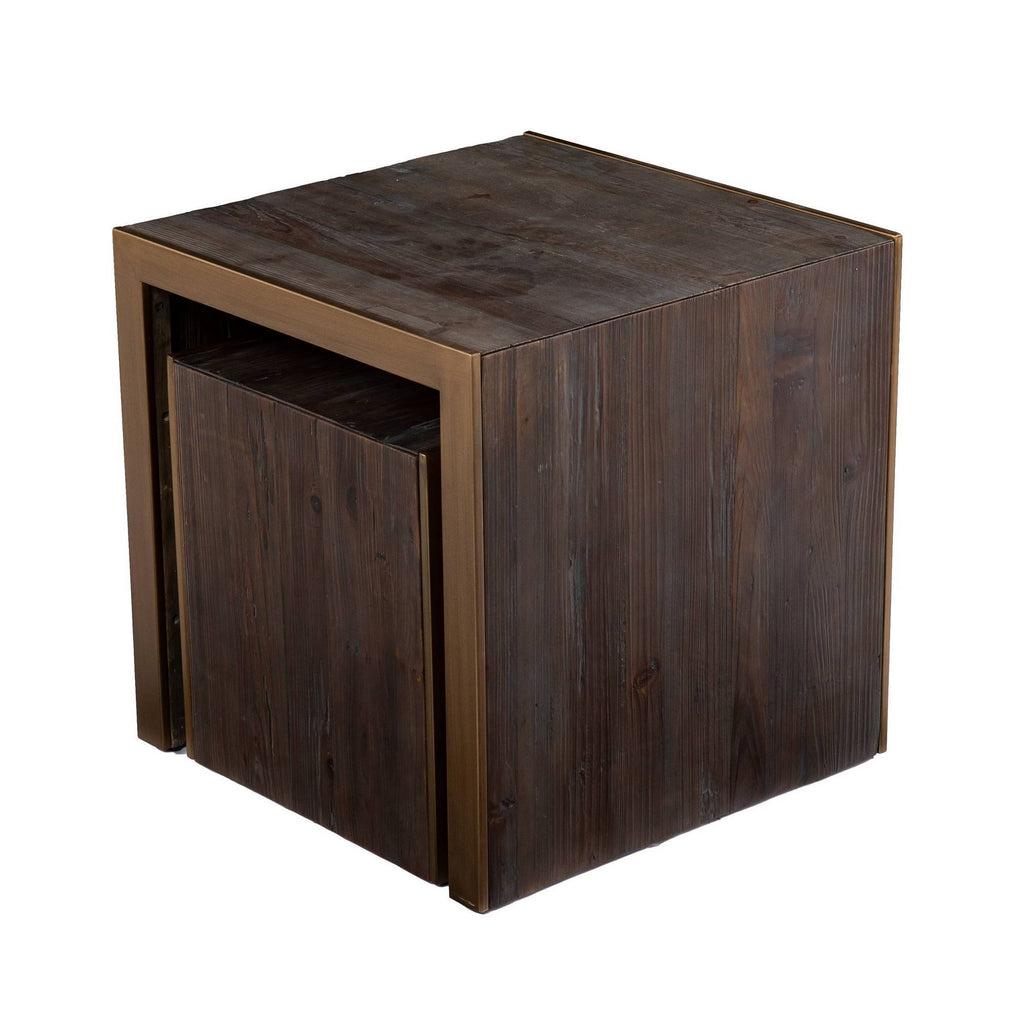 Set of 2 Reclaimed Wood Nested Accent Tables X104644