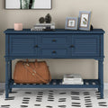 Black Navy Blue Console Table with 2 Drawer Cabinet Shelf B69863