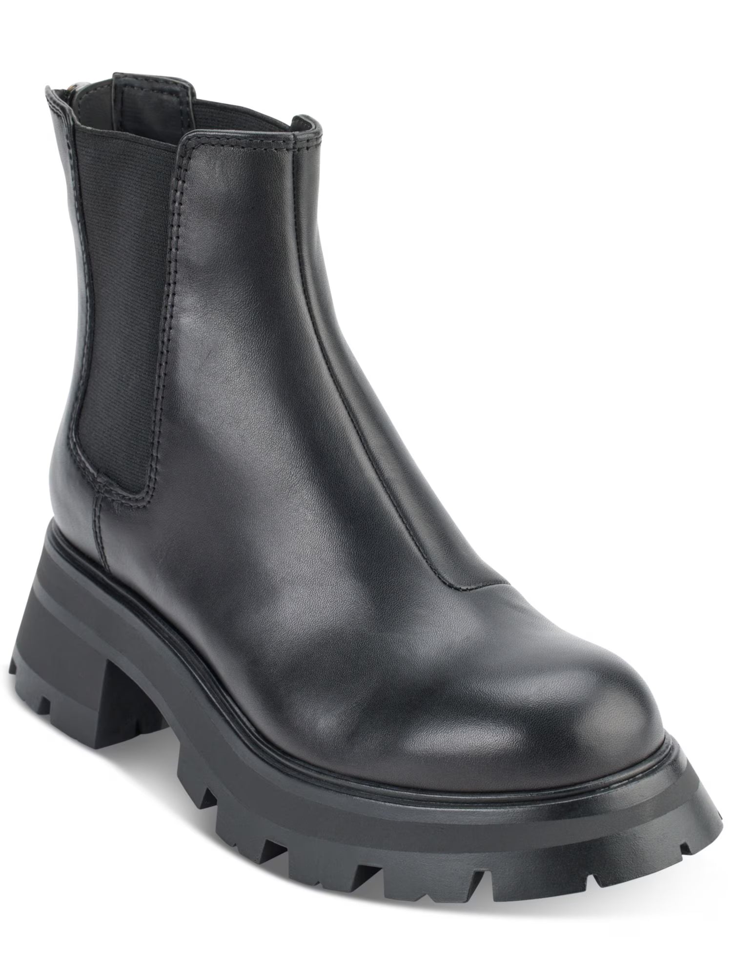Black Round Toe Block Heel Chelsea Boots K252