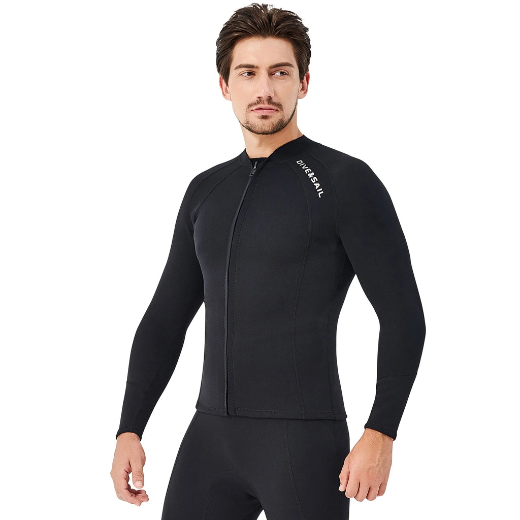 2mm Neoprene Front Zipper Wetsuits Jacket Long Sleeves H135448