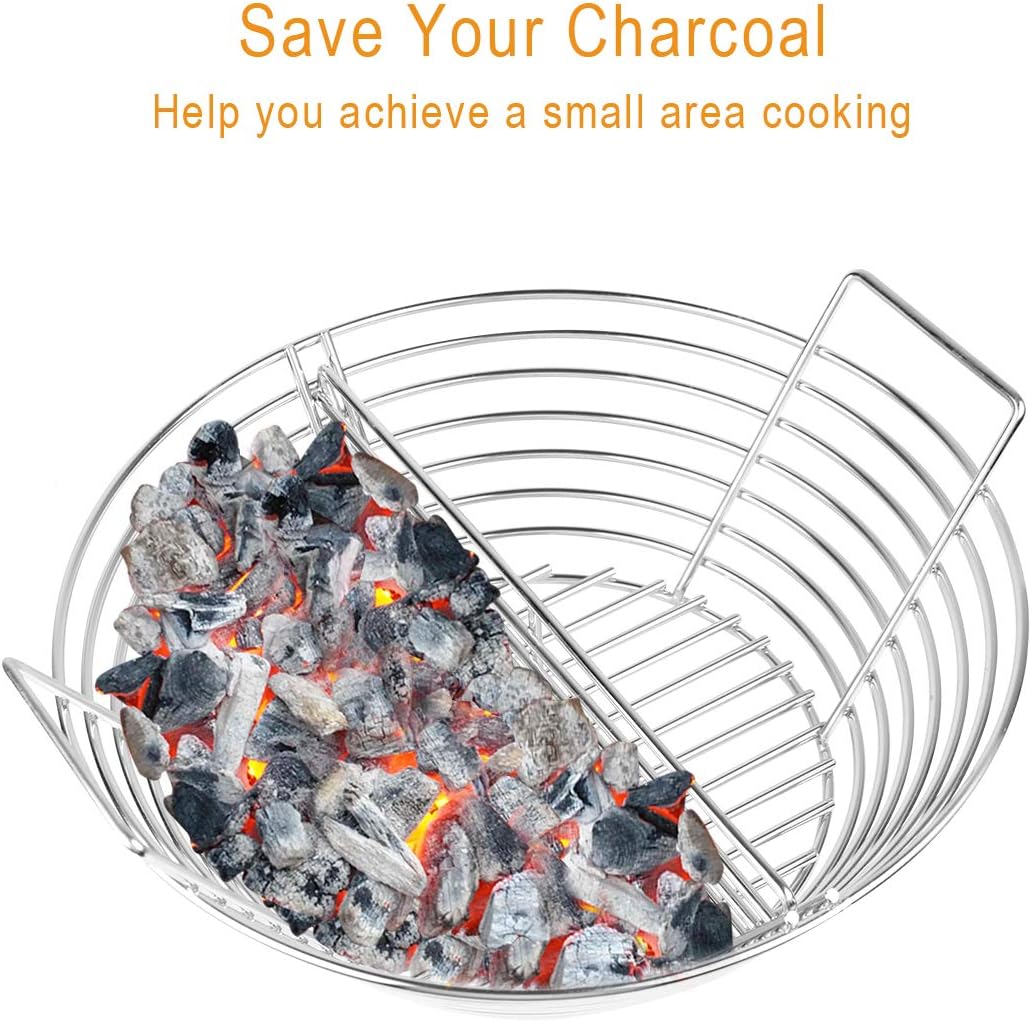 Stainless Steel Lump Charcoal Fire Basket with Divider L192