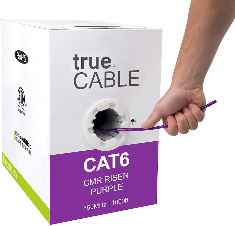 1000ft Black 23AWG 4 Pair Solid Bare Copper Bulk Ethernet Cable Y320302