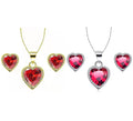 24k Yellow and White Gold 1/2Ct Ruby Necklace Set 18 inch P9103