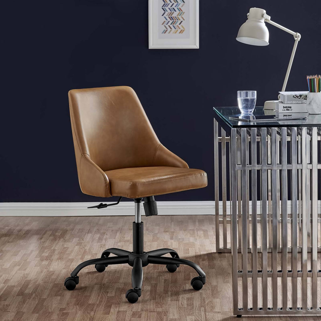 Black White Swivel Vegan Leather Office Chair O23227