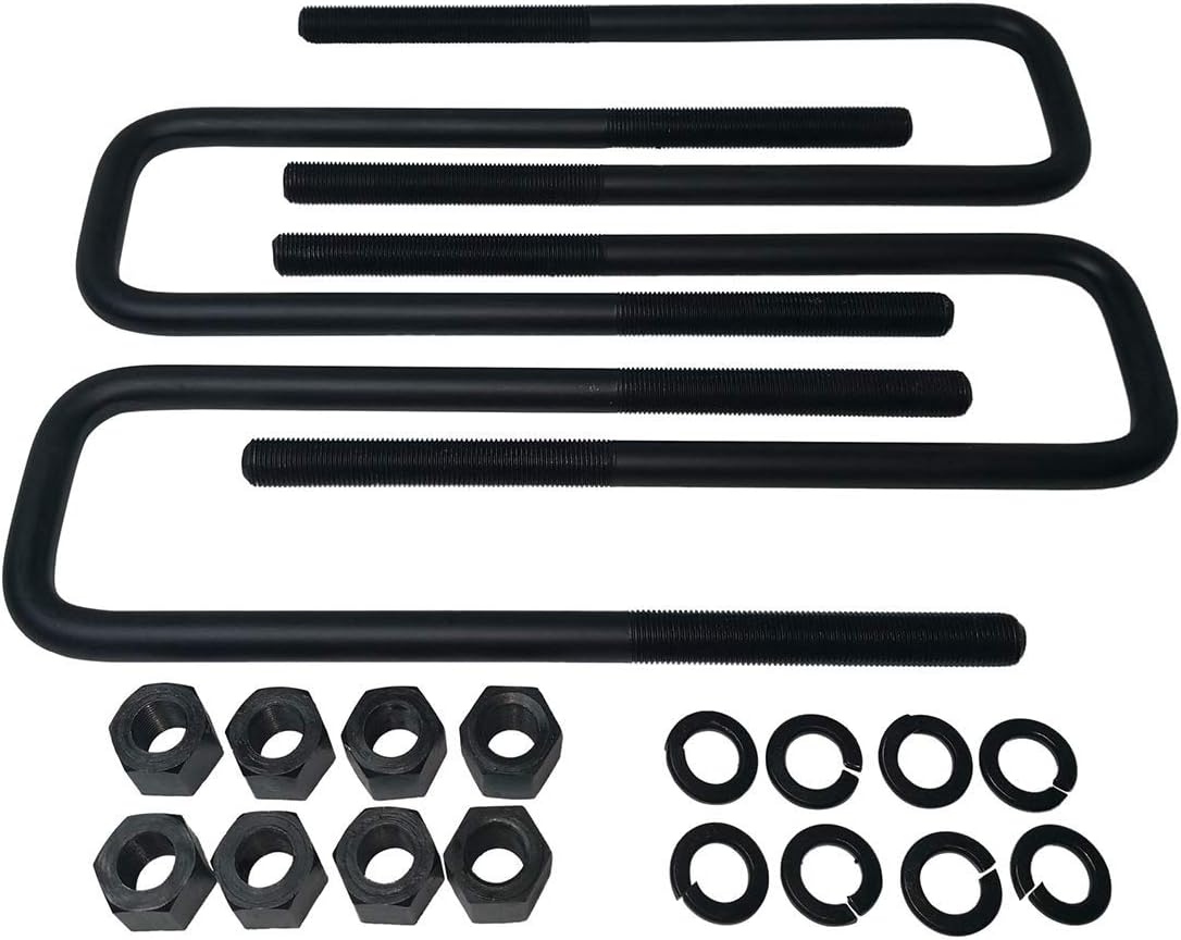 2 Rear Suspension Lift Solid Cast Iron Blocks Extra Long 12.5 Square Leaf Spring Axle U Bolts S6144
