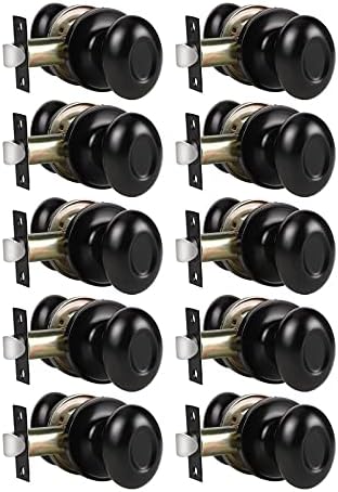 Matte Black Privacy Door Knobs with Lock, 10 Pack B451