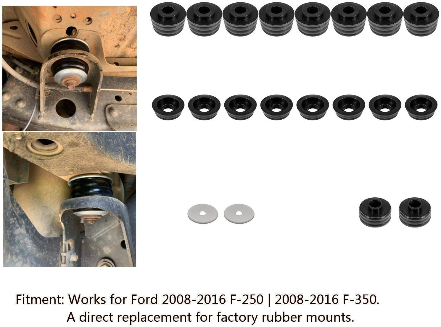 Polyurethane Body Mount Bushing Kit for F250 F350 2WD/4WD 1999-2018 Pack of 2 Q230