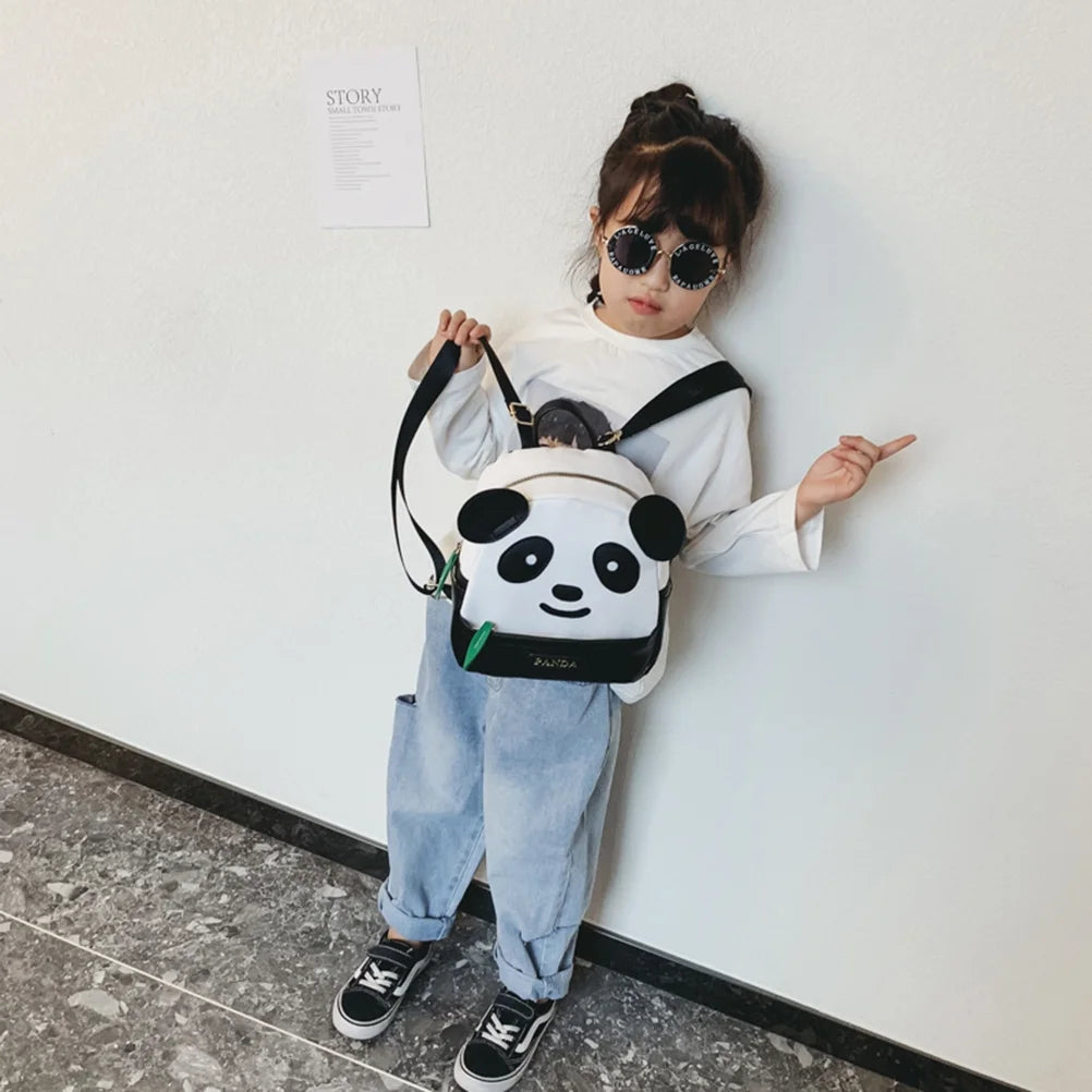 Cartoon Panda Pattern Large Size Black Travel Backpack T658258