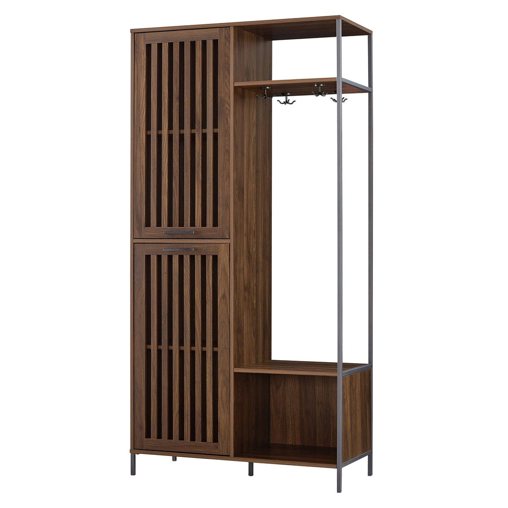 72-Inch Slat Door Hall Tree, Dark Walnut G346
