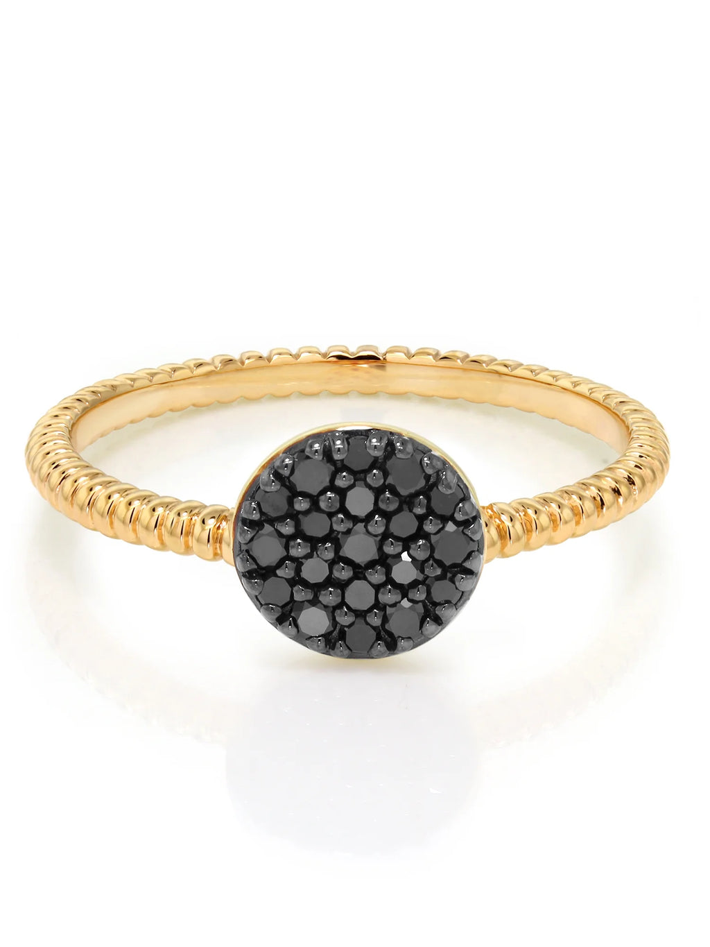 14K Solid Yellow Gold Black Diamond Ring P3317