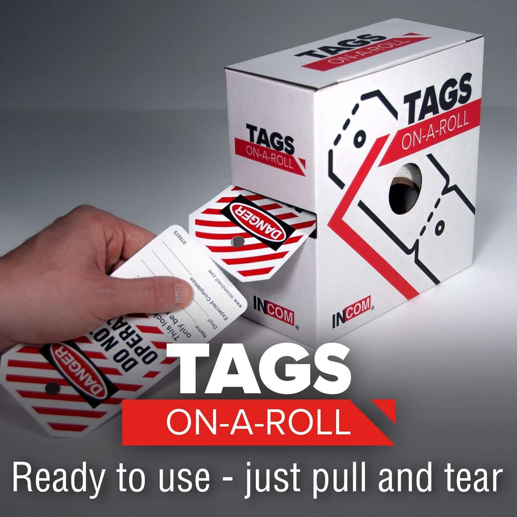 Danger Blank Heavy-Duty Waterproof Tear-Resistant Red/Black On White 6.25 Inches X 3 Inches X 10 Mil Thickness Pack of 2 Lockout Tags On A Roll K30967