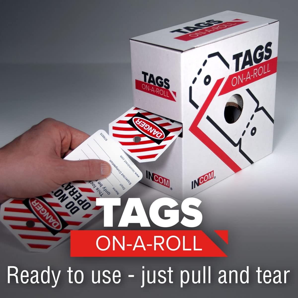 Danger Blank Heavy-Duty Waterproof Tear-Resistant Red/Black On White 6.25 Inches X 3 Inches X 10 Mil Thickness Pack of 2 Lockout Tags On A Roll K30967