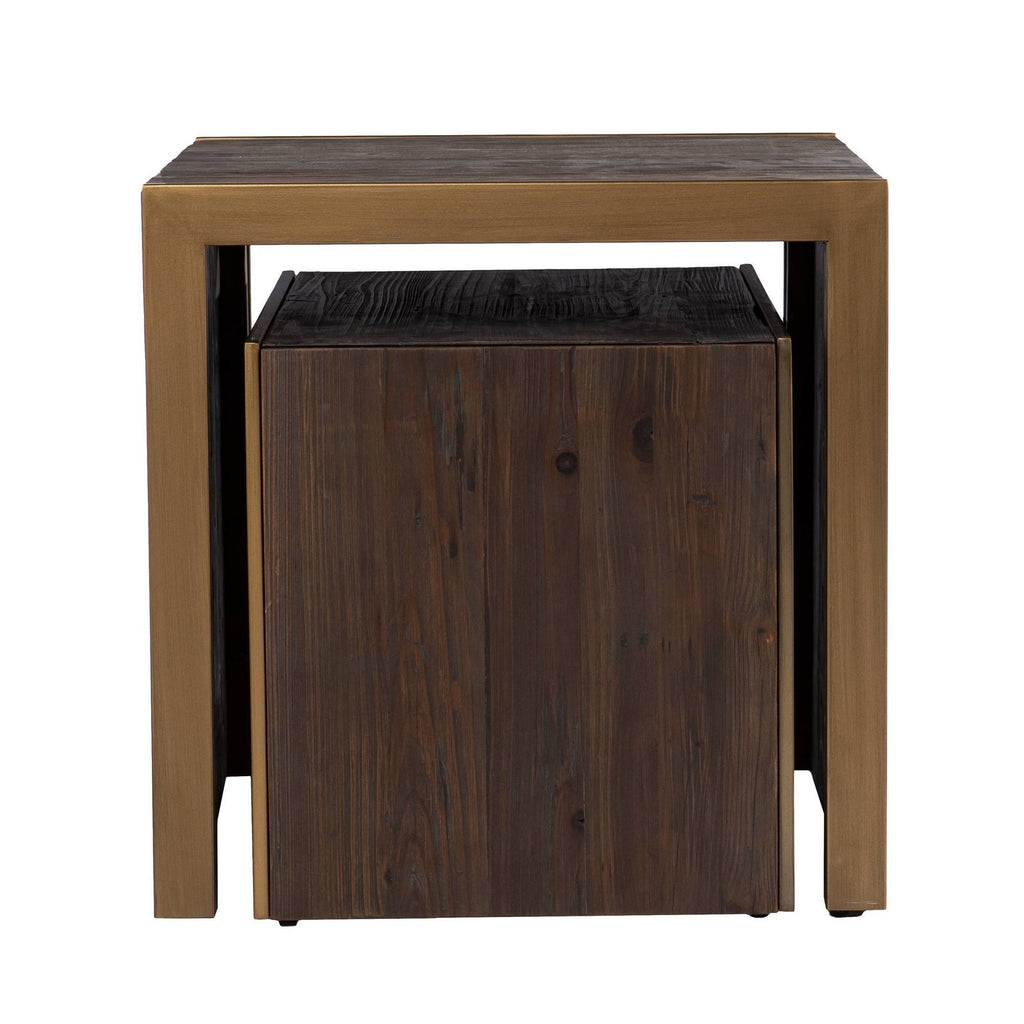 Set of 2 Reclaimed Wood Nested Accent Tables X104644