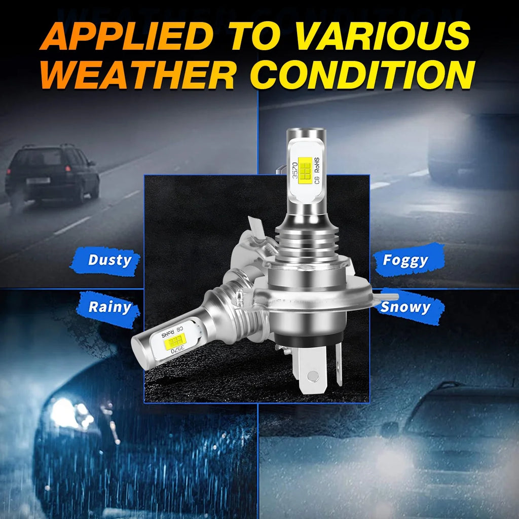 H4 High&Low Beam H11 Fog Light LED Headlight Bulb 6000K White 4x T35135