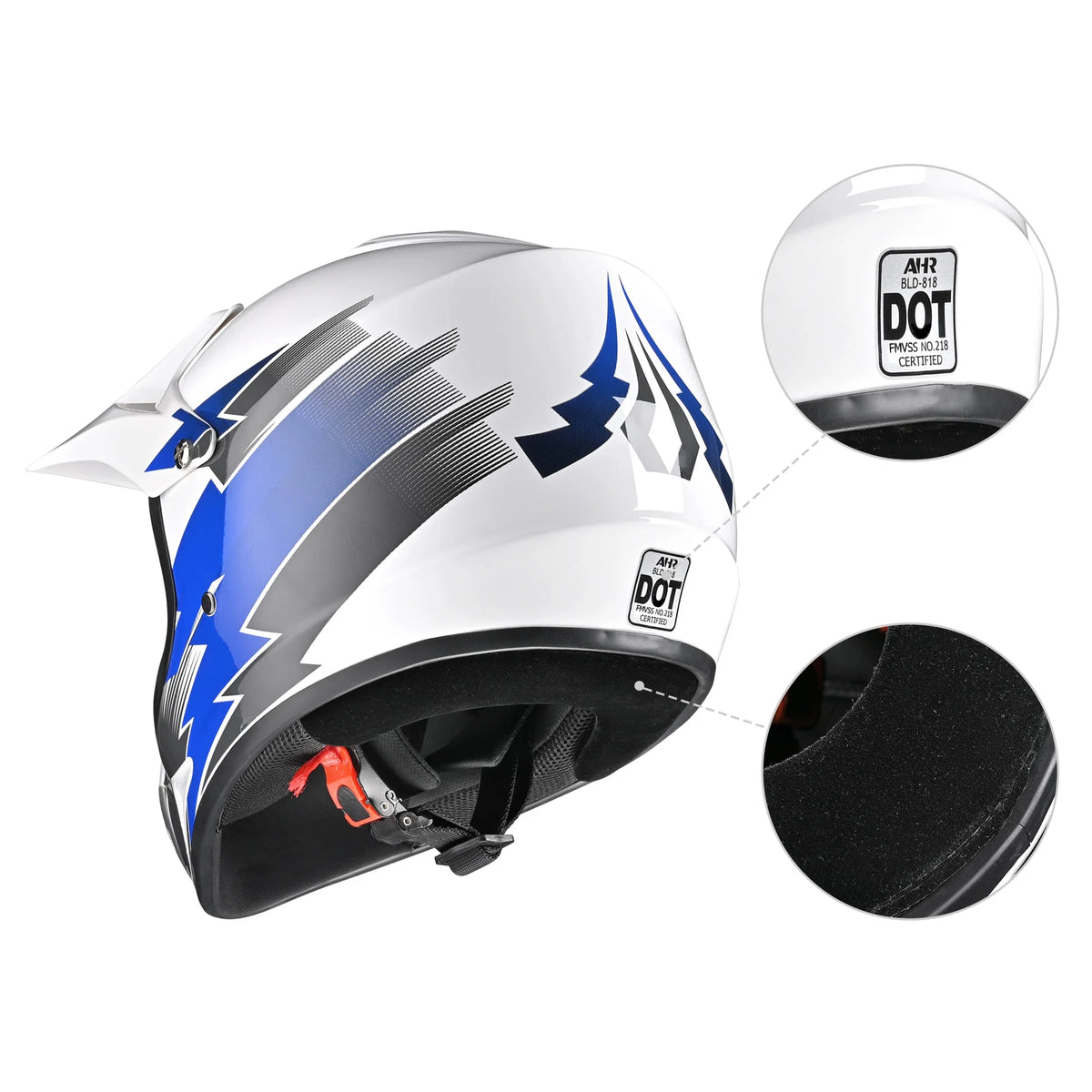 Youth DOT Motocross Helmet and Goggles Set Blue M D36799