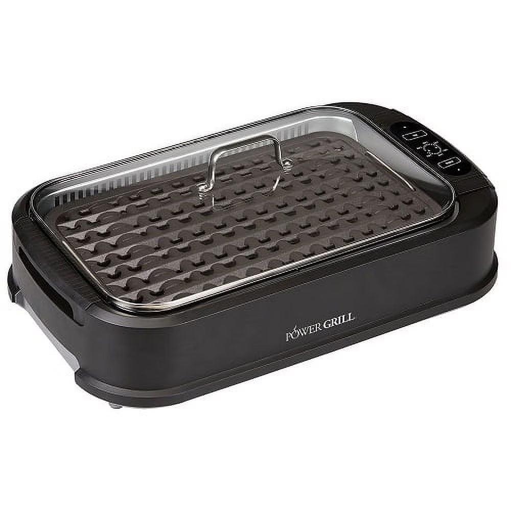 Black Non-Stick Electric Grill with Tempered Glass Lid V1628