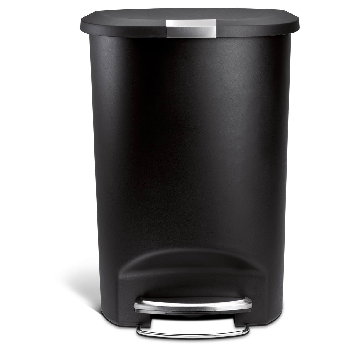 Black Plastic Semi-Round Step Trash Can P63694