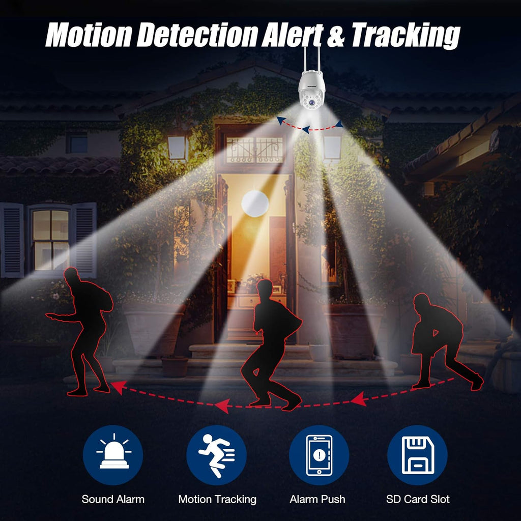 Wireless WiFi IP Camera Outdoor 360° View HD 1080P Full Color Night Vision V859310