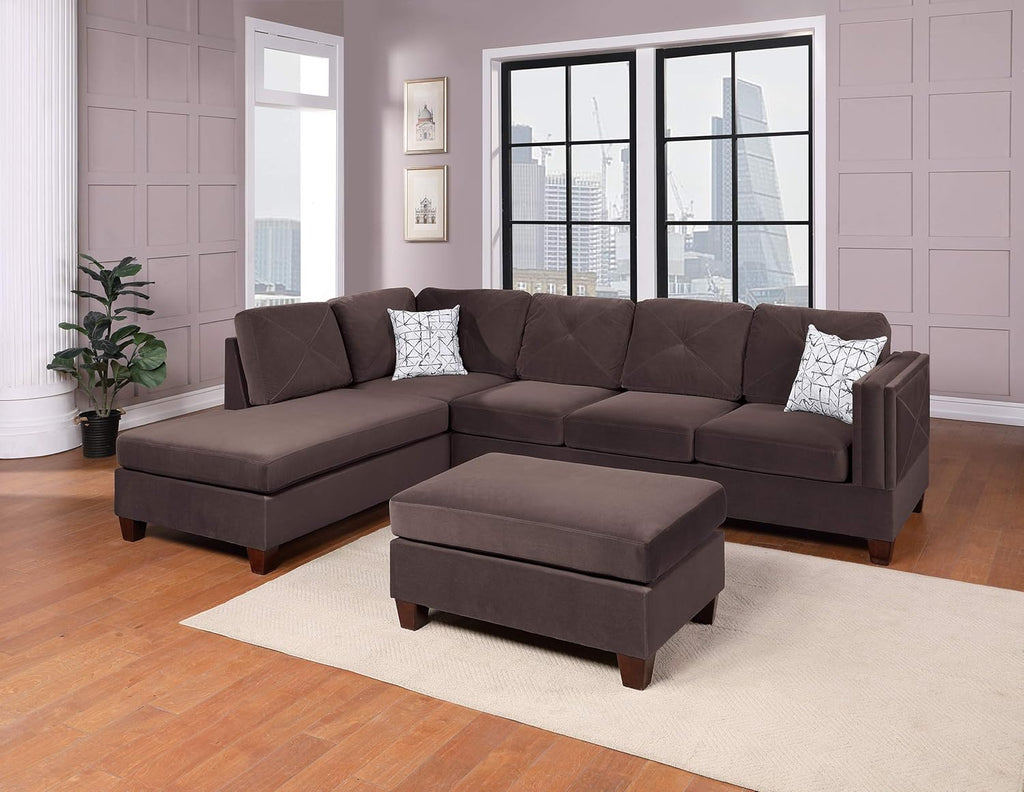 Dark Coffee Velvet Rectangle Cocktail Ottoman M740647
