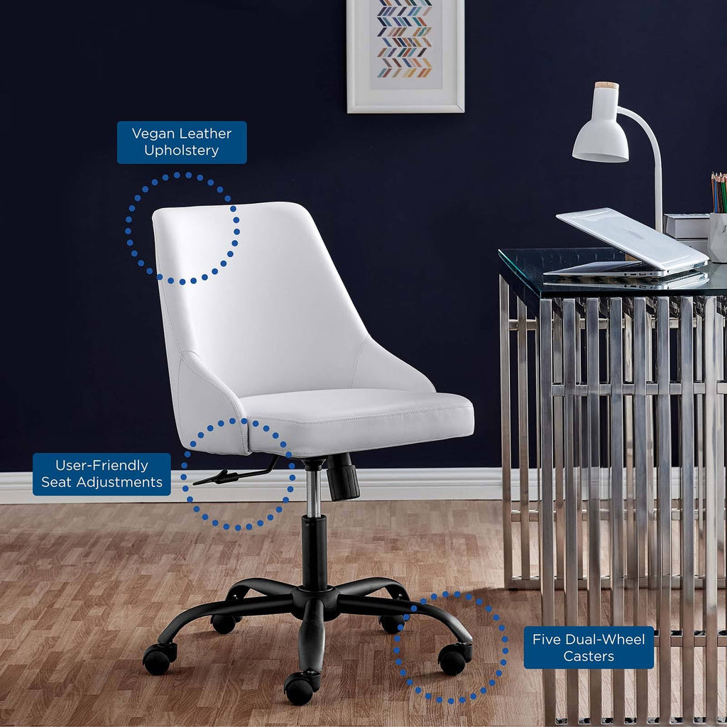 Black White Swivel Vegan Leather Office Chair O23227