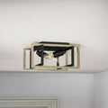 Black/Aged Brass Accents 2-Light Rectangle Flush Mount Fixture L50341