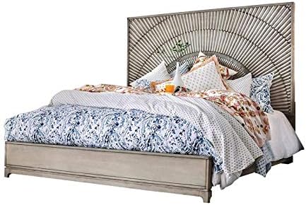Antique Gray Solid Wood King Panel Bed P7750