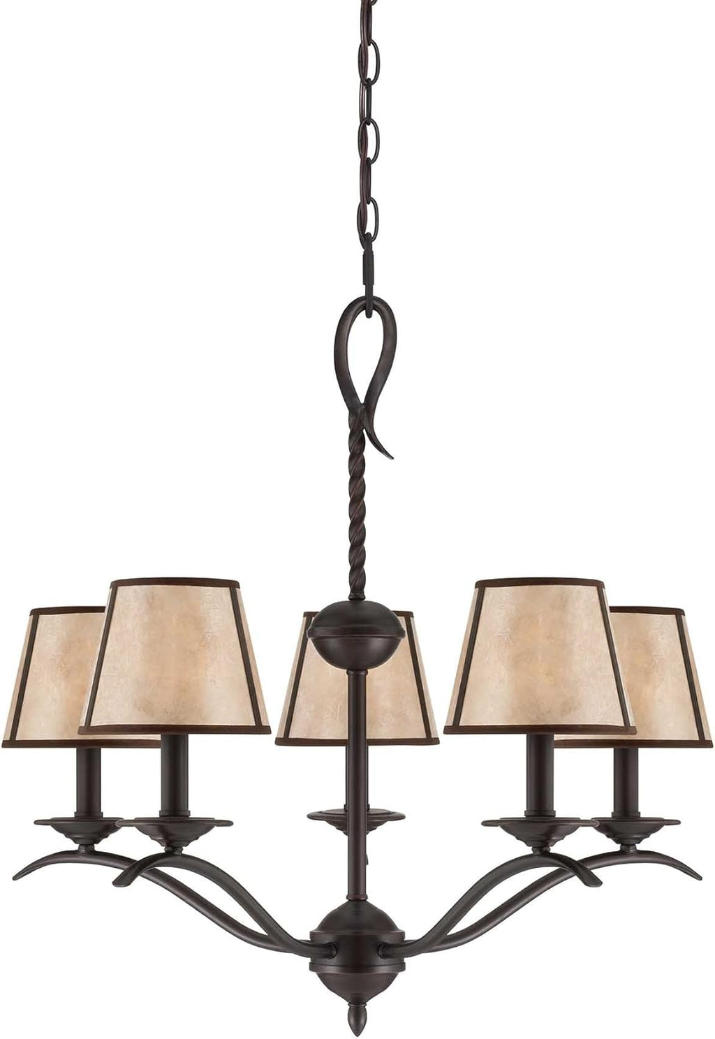 Slate Finish Chandelier with Light Mica Shades M738
