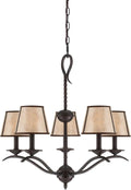 Slate Finish Chandelier with Light Mica Shades M738