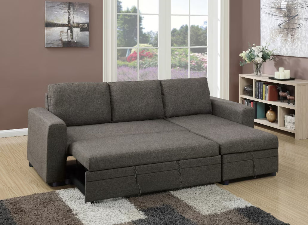 Convertible Sectional Sofa Pull out Bed Couch Storage Chaise C106