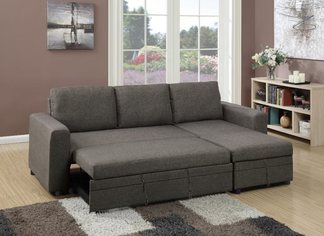 Convertible Sectional Sofa Pull out Bed Couch Storage Chaise C106