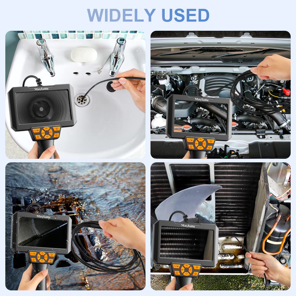 5 Inch Dual Lens Endoscope Camera with 16.5FT Semi-Rigid Cable and 32GB SD Card G5766