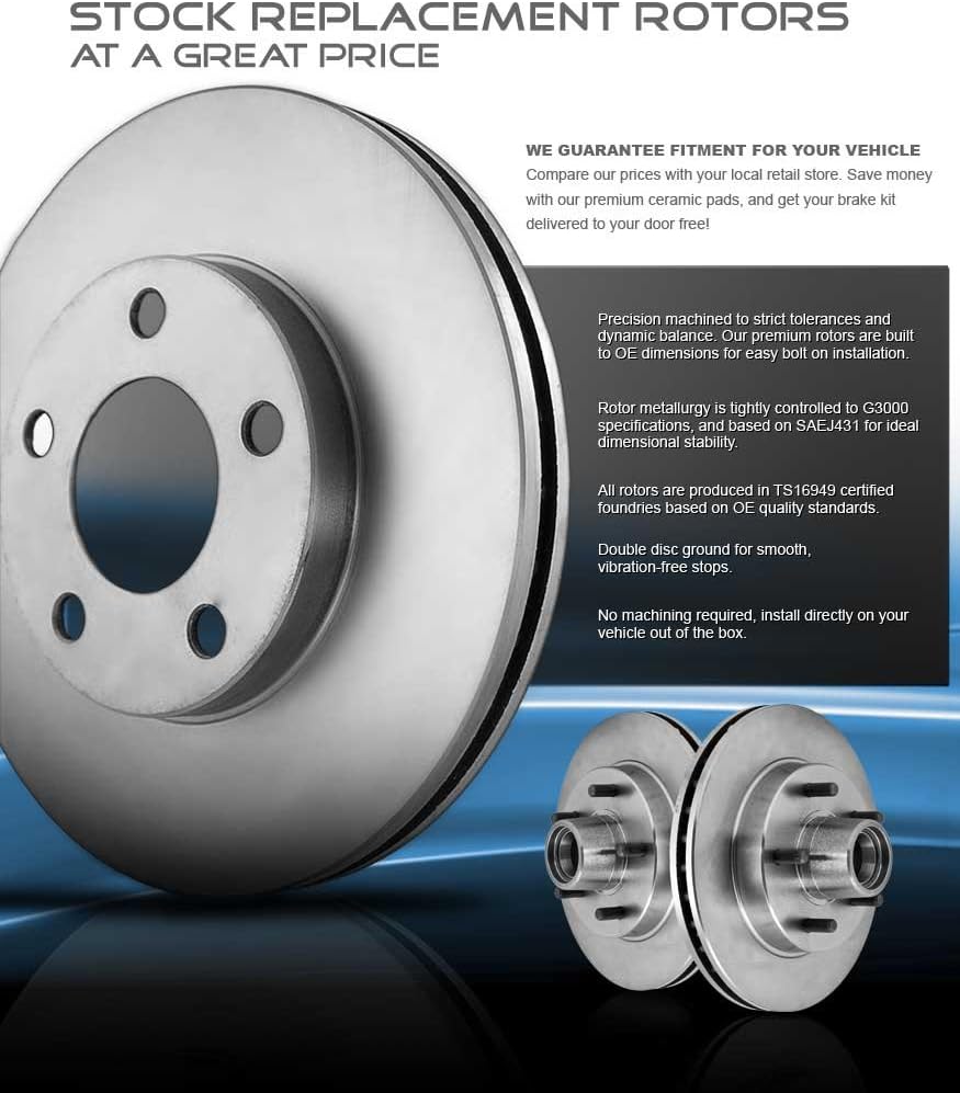 Premium OE 5 Lug Rotors + Brake Pads + Clips F285