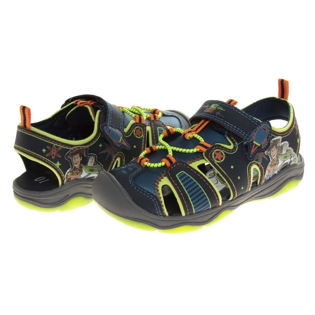 Navy/Lime Boys Toddler Closed-Toe Sport Sandals U357