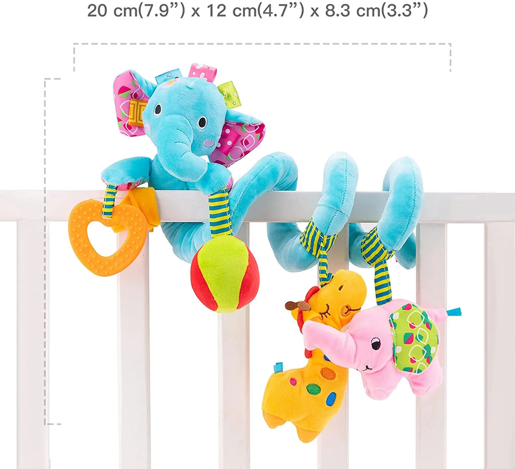 Blue Elephant Hanging Plush Rattle Crib Toy I50747