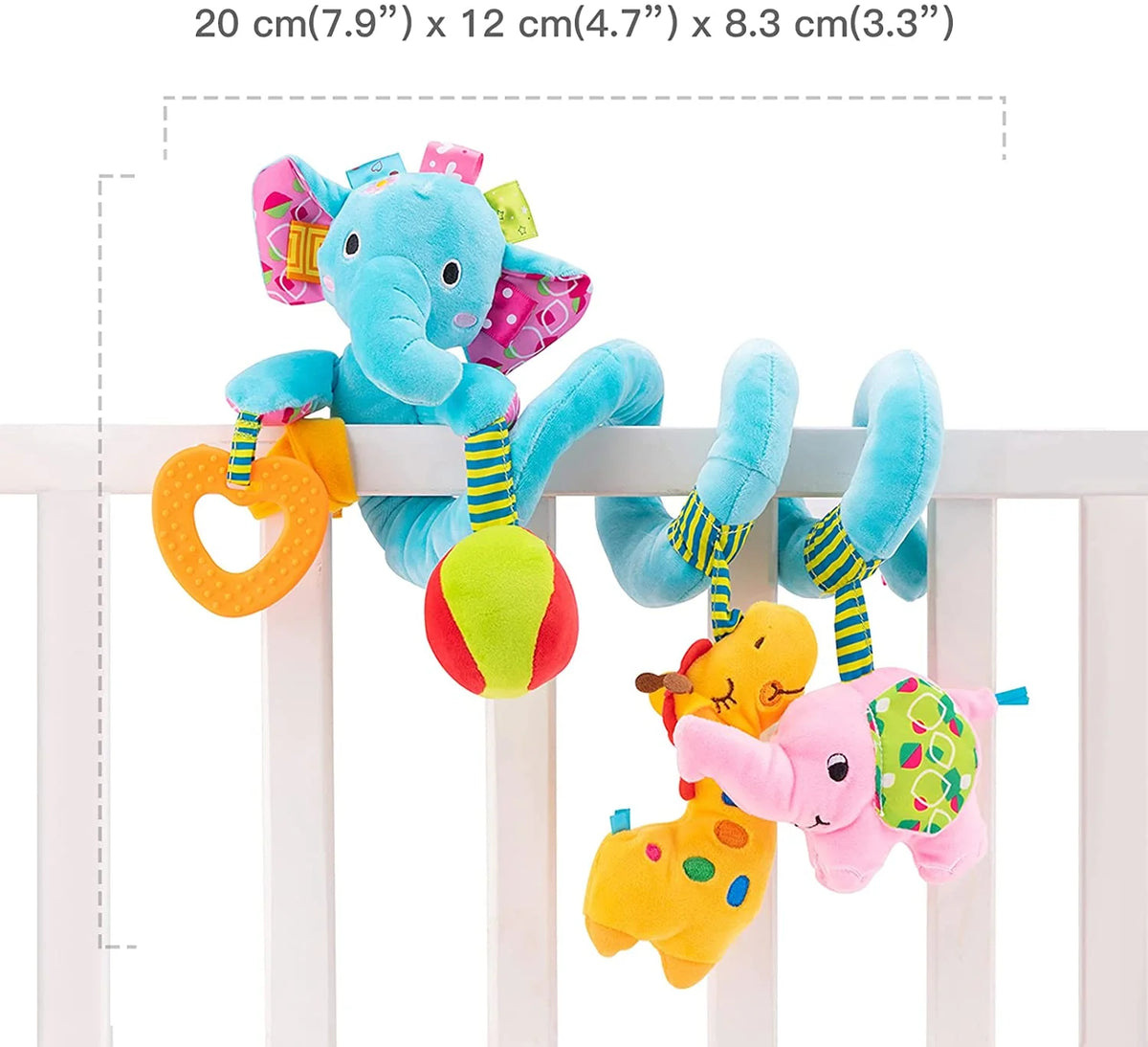 Blue Elephant Hanging Plush Rattle Crib Toy I50747