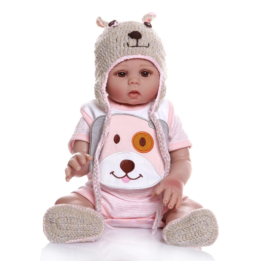 48CM Soft Silicone Reborn Baby Doll in Pink Dress J966