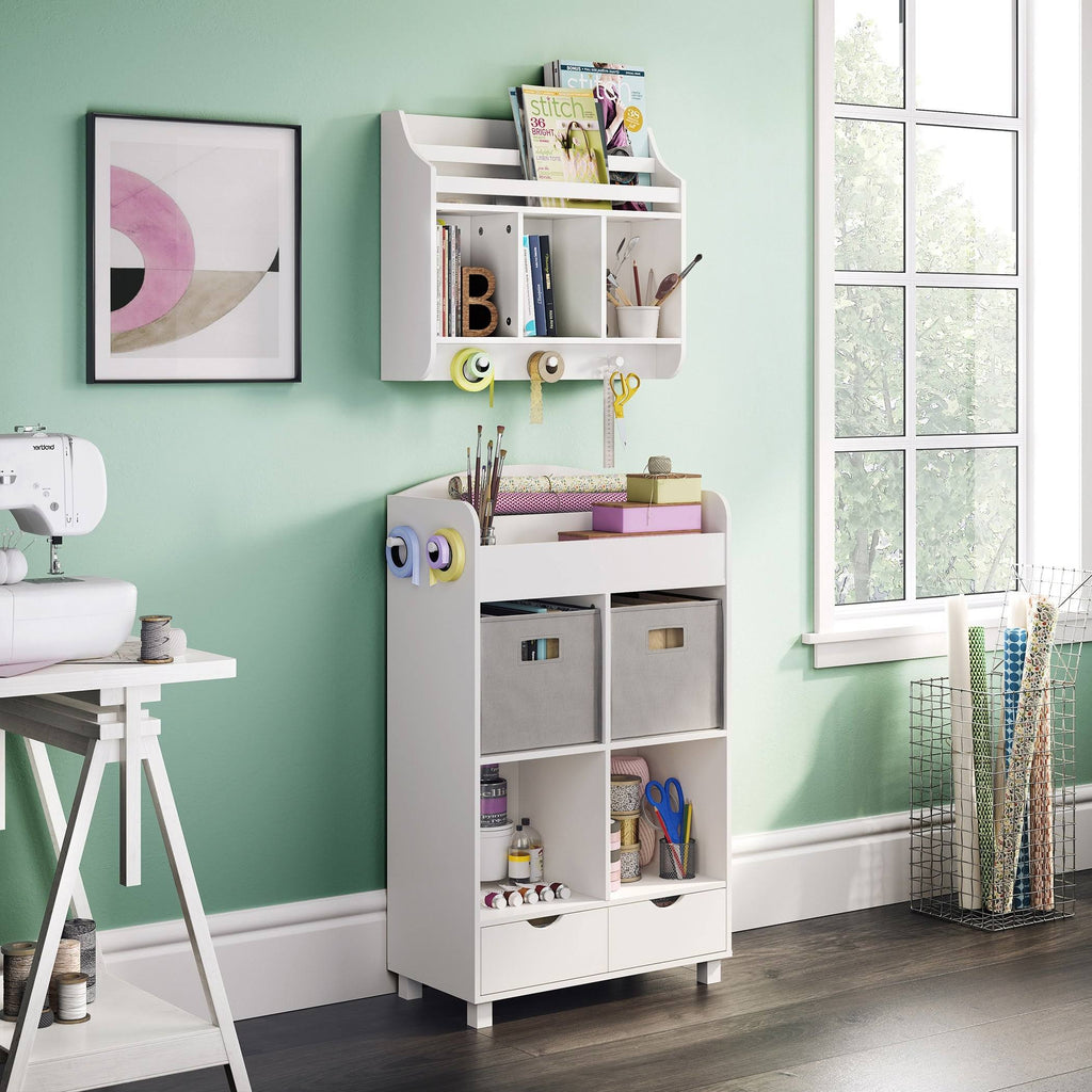 White Kids Cubby Storage Cabinet with Bookrack G5405