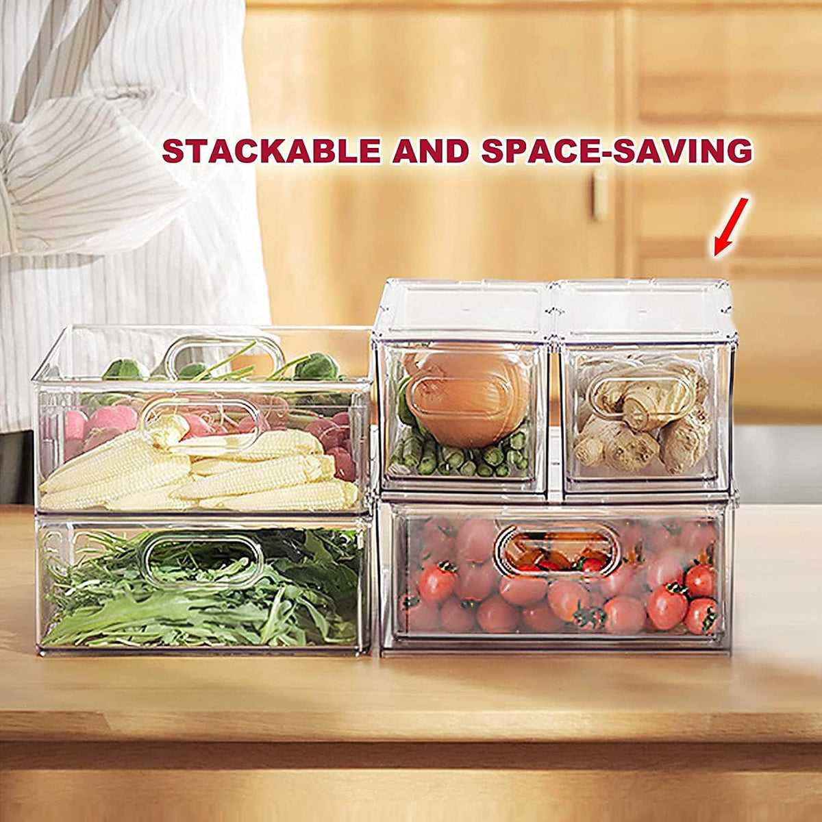 3 Pack Refrigerator Organizer Bins with Pull-out Drawer V449