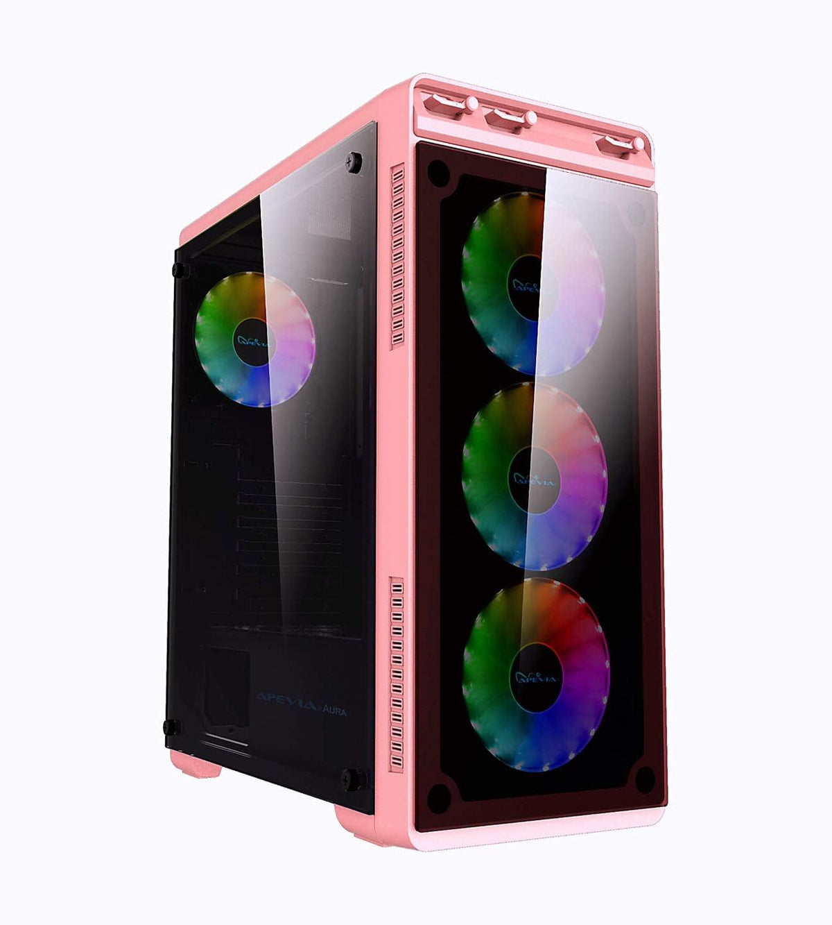 Black Mid Tower Gaming Case with 2 Tempered Glass Panels, 4 RGB Fans, Pack of 2 L49221
