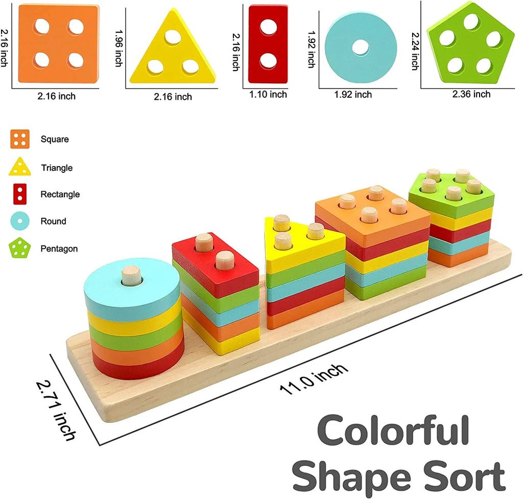 Wooden Sorting and Stacking Toys for Toddlers G157029