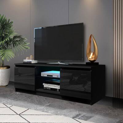 Black TV Stand with Storage Drawers H690
