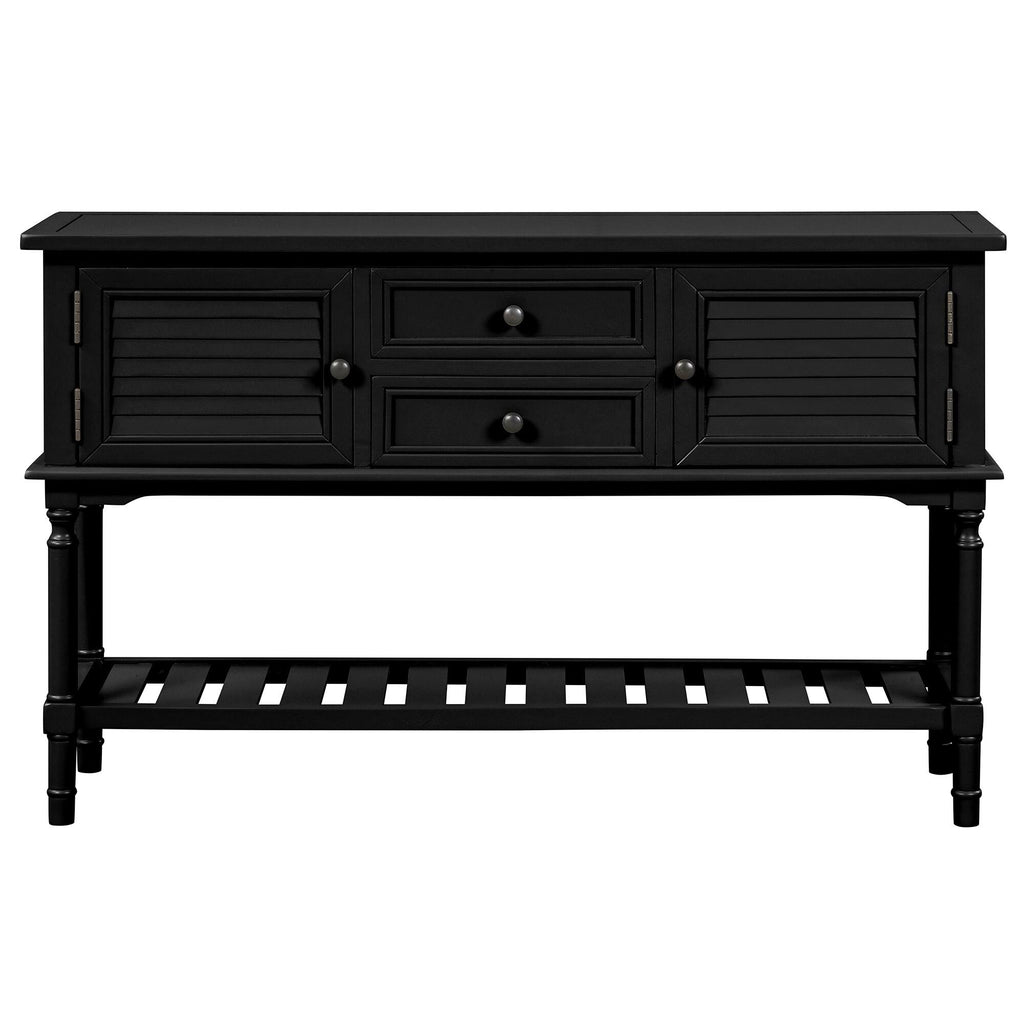 Black Navy Blue Console Table with 2 Drawer Cabinet Shelf B69863