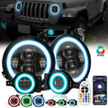 Black 9" RGBW Halo LED Headlights and 4" RGBW LED Fog Lights I5551