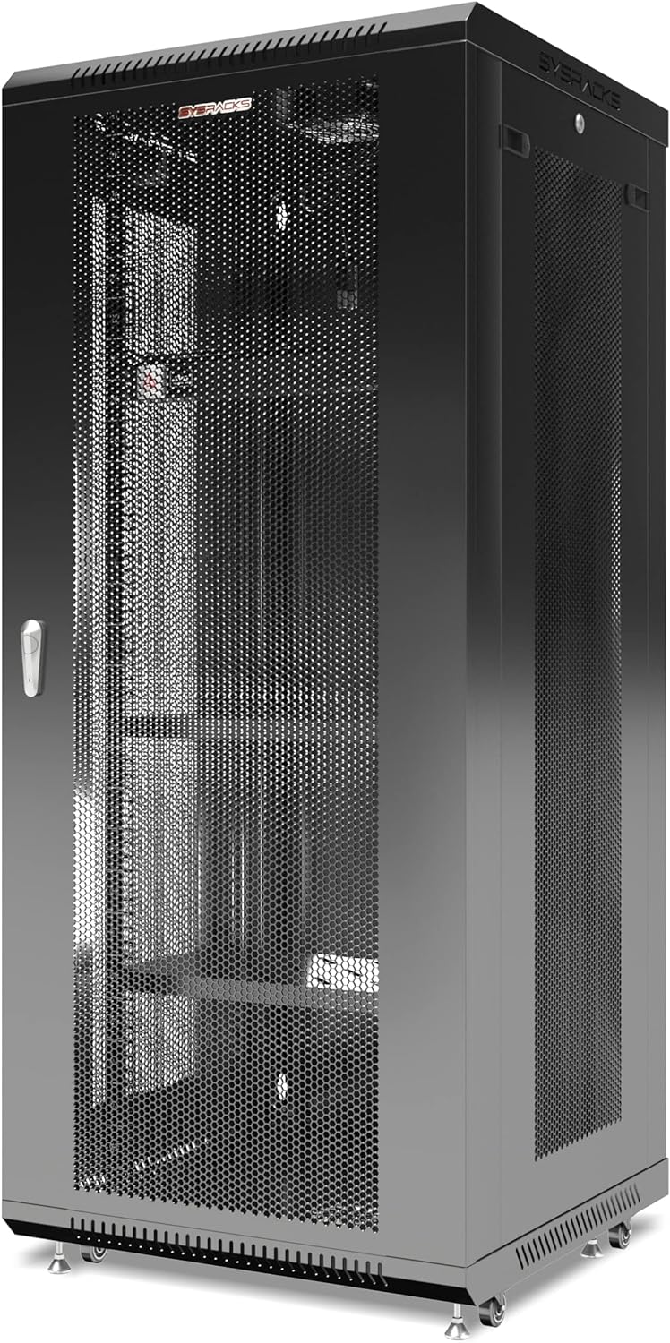 Wall Mount Server Rack Locking Network Cabinet 18 U Vented Enclosure with Casters Shelf V927031