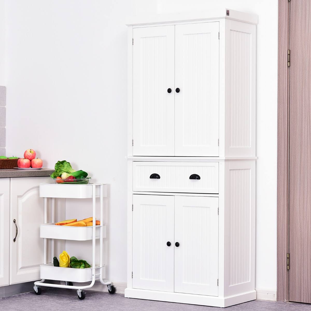 White Tall Kitchen Pantry Cabinet W11375