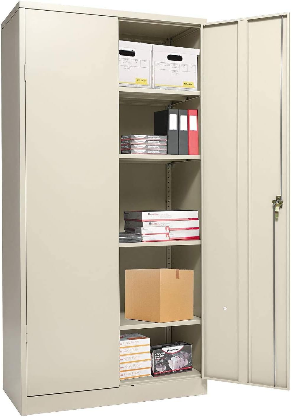 Grey Metal Storage Cabinet with 2 Locking Doors and 2 Adjustable Shelves B865