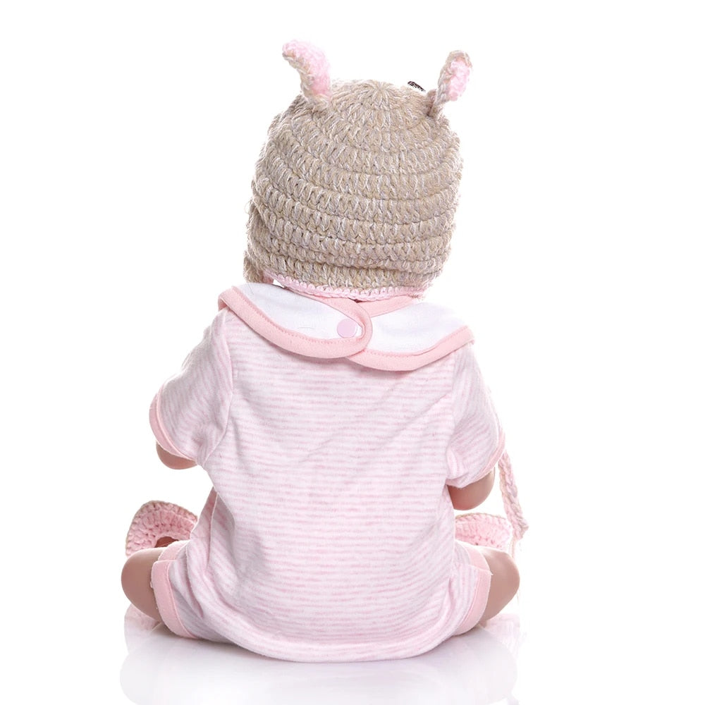 48CM Soft Silicone Reborn Baby Doll in Pink Dress J966