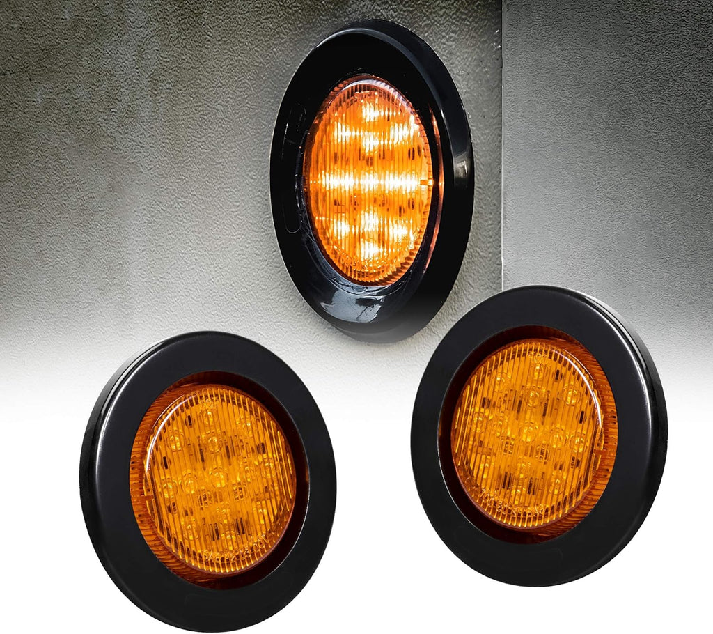 8pc 2.5" Amber Round Trailer LED Clearance Marker Lights Waterproof IP67 S36256