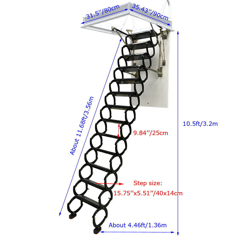 Black 13 Steps Telescopic Ladder Z19621
