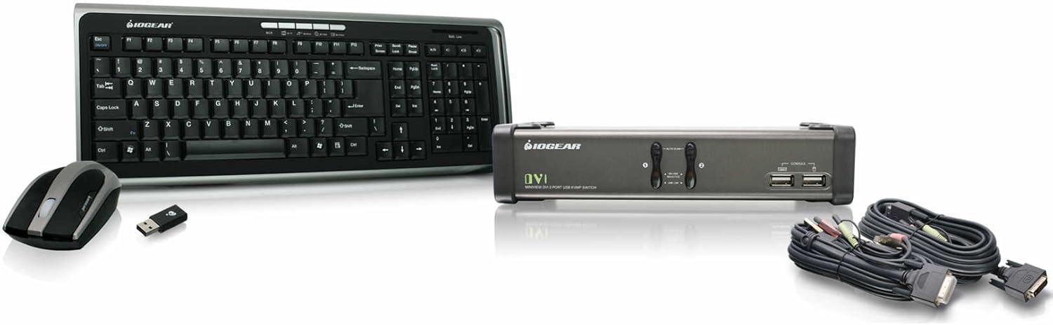 4-Port DVI KVMP Switch with Cables and Wireless Media Center Keyboard and Mouse N995020